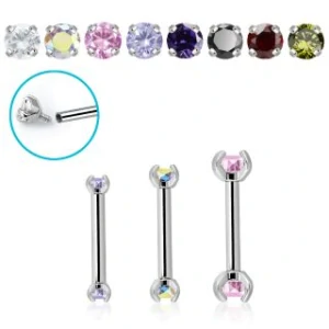 Rovná činka do piercingu z chirurgické oceli s krystaly BBE2CZIN InfinityPierce