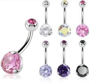 Piercing do pupíku s kamínkem v různých barvách BNRDZ8JB InfinityPierce