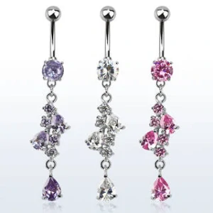 Luxusní piercing do pupíku s kamínky v různých barvách MCDZ312 InfinityPierce